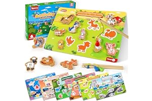 SYNARRY 89 Pcs Wooden Magnetic Sight Word Fishing Game Preschool Activity, Memory Sorting Matching Game for 3 4 5 Years Old Learning Flashcards, Montessori Educational Toys Gifts for Kids Ages 3-5 4-6