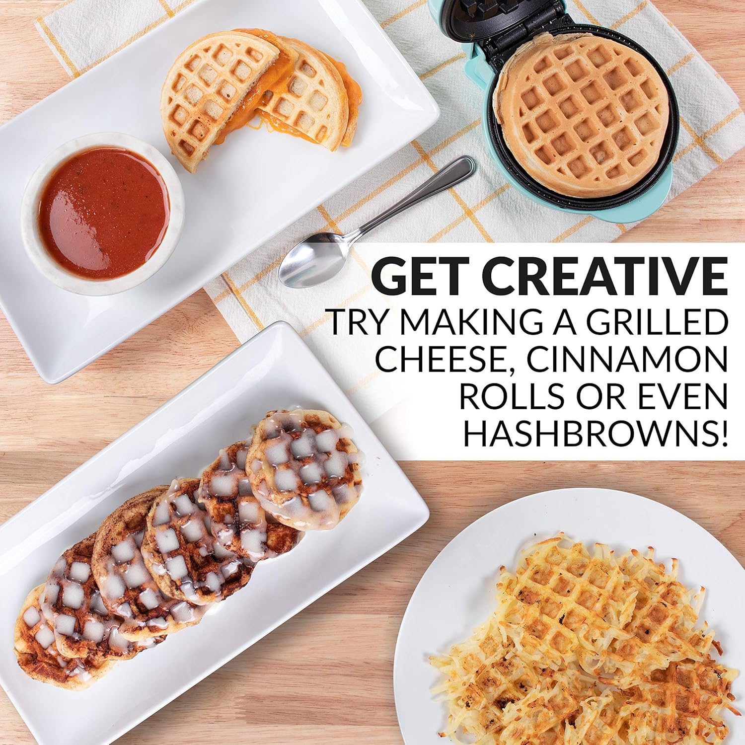 Nostalgia MWF5AQ MyMini Personal Electric Waffle Maker, Hash browns, French Toast Grilled Cheese, Quesadilla, Brownies, Cookies, Aqua: Kitchen & Dining
