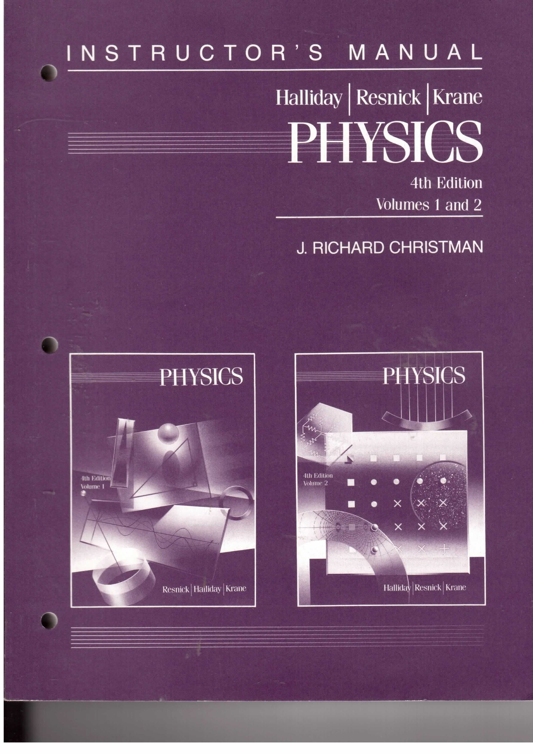 Physics 4e V 1 & 2 - Teachers Manual: D D Halliday: 9780471518686:  Amazon.com: Books