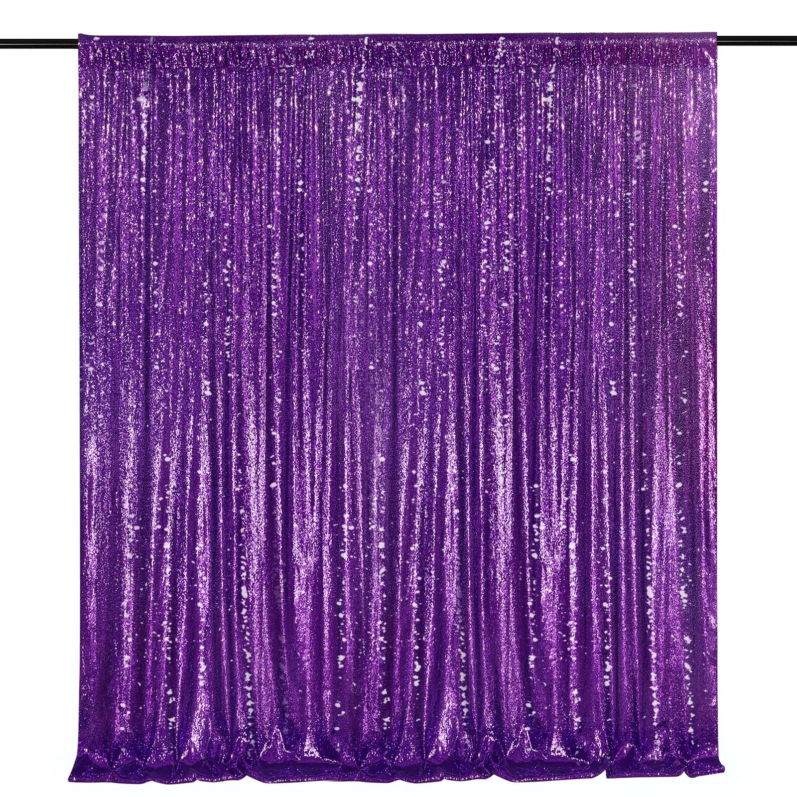 7ft x 7ft Purple Sequin Backdrop Glitter Party Backdrop Curtains Photo Background for Baby Shower Wedding Wall Decorations Image
