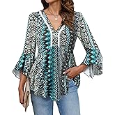 VALOLIA Women Dressy Casual Blouses 3/4 Length Ruffle Sleeve Lace V Neck Peplum Tunic Babydoll Tops 2025 Trendy