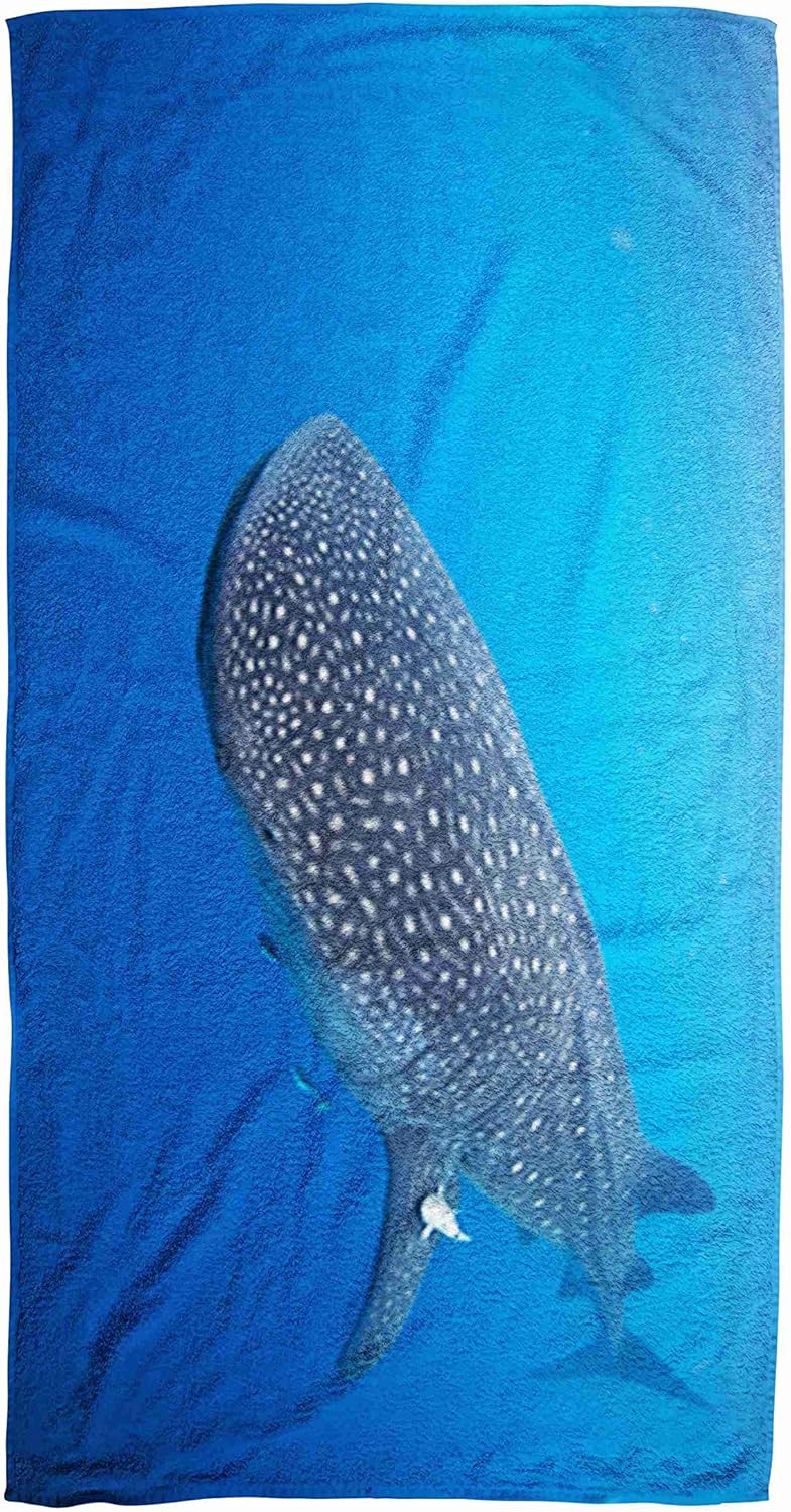 Pamime 30X60 Inch Home Beach Towel Microfiber Towels,Kids Towel,Swim Towels Quick Dry for All People Marine Whale Beach Shark Underwater As Feeds Off Mexico Rhincodon Typus Glides,Orange Gold