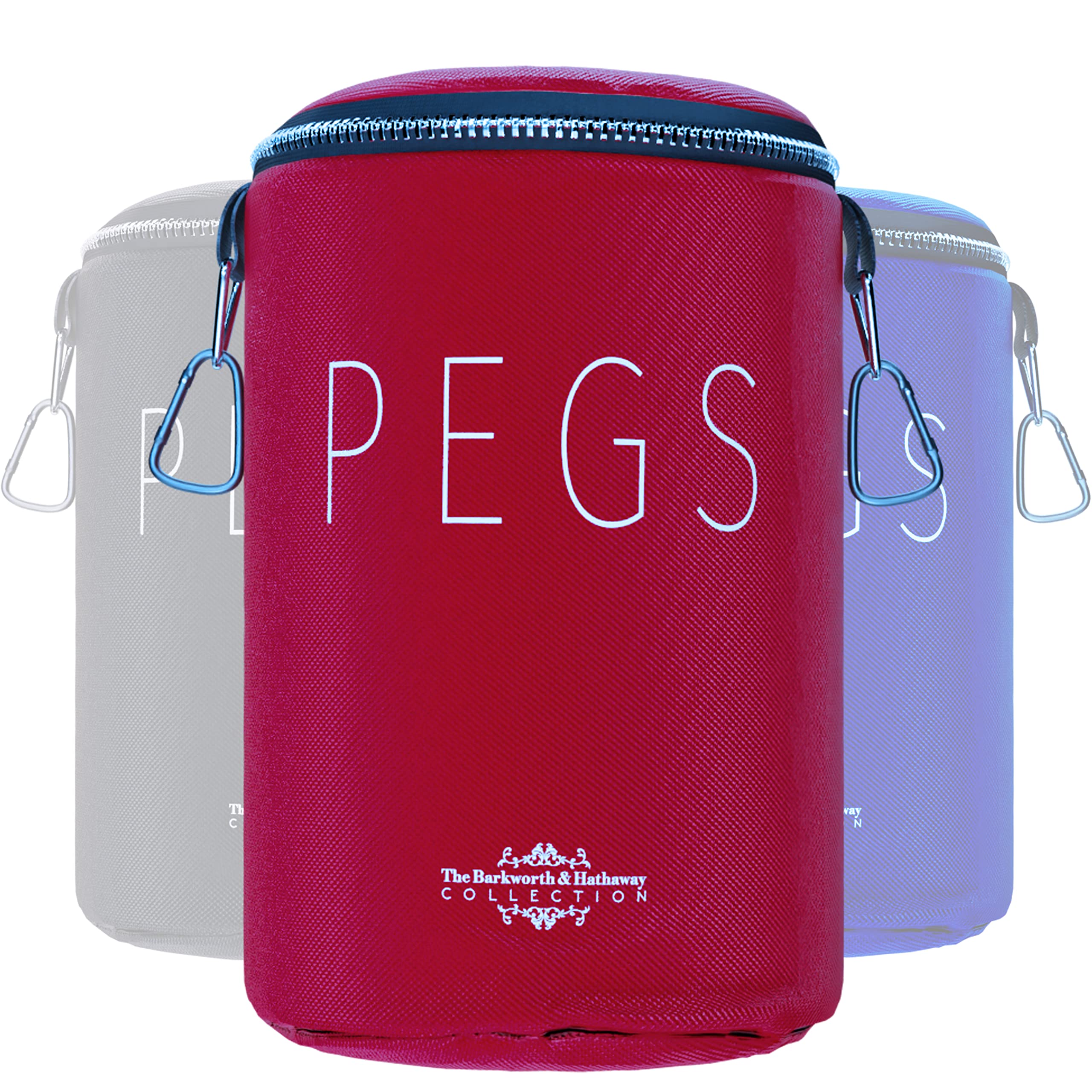 The Barkworth & Hathaway Collection Peg Bag for Washing Line, Clothes Peg Holder, Zip Top Peg Storage Bag with Hook & Shoulder Strap, Weather Resistant Bag for Washing Line Pegs | Pink