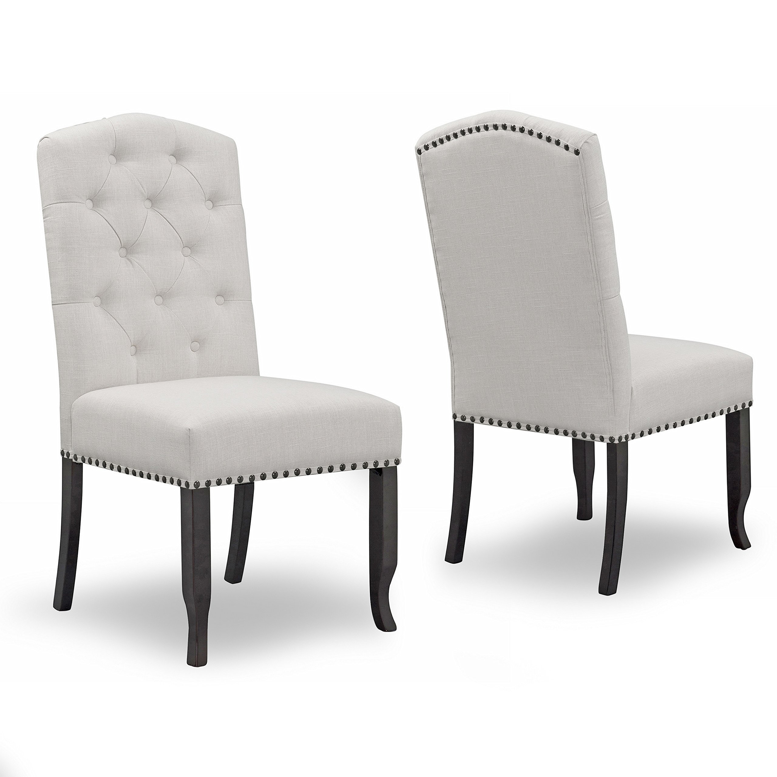 Photo 1 of ***SIMILAR ITEM***Glamour Home Set of 2 Aleeya Beige Fabric Dining Chair with Tufted Buttons and Nail Head Accent