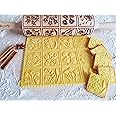 SPRING FLOWERS Embossing Rolling Pin with 16 Different Flowers in Squares. Dough and Clay Roller for Embossed Cookies and Pottery. Cookie and Ceramic Stamp. Baking Gifts for Women by Algis Crafts