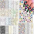 IDDFEVE 30 Sheets All Holiday Nail Art Stickers, Variety Pack Seasonal Nail Decals, Self-Adhesive Colorful Design for Daisy Flowers Butterflies Star Halloween Christmas