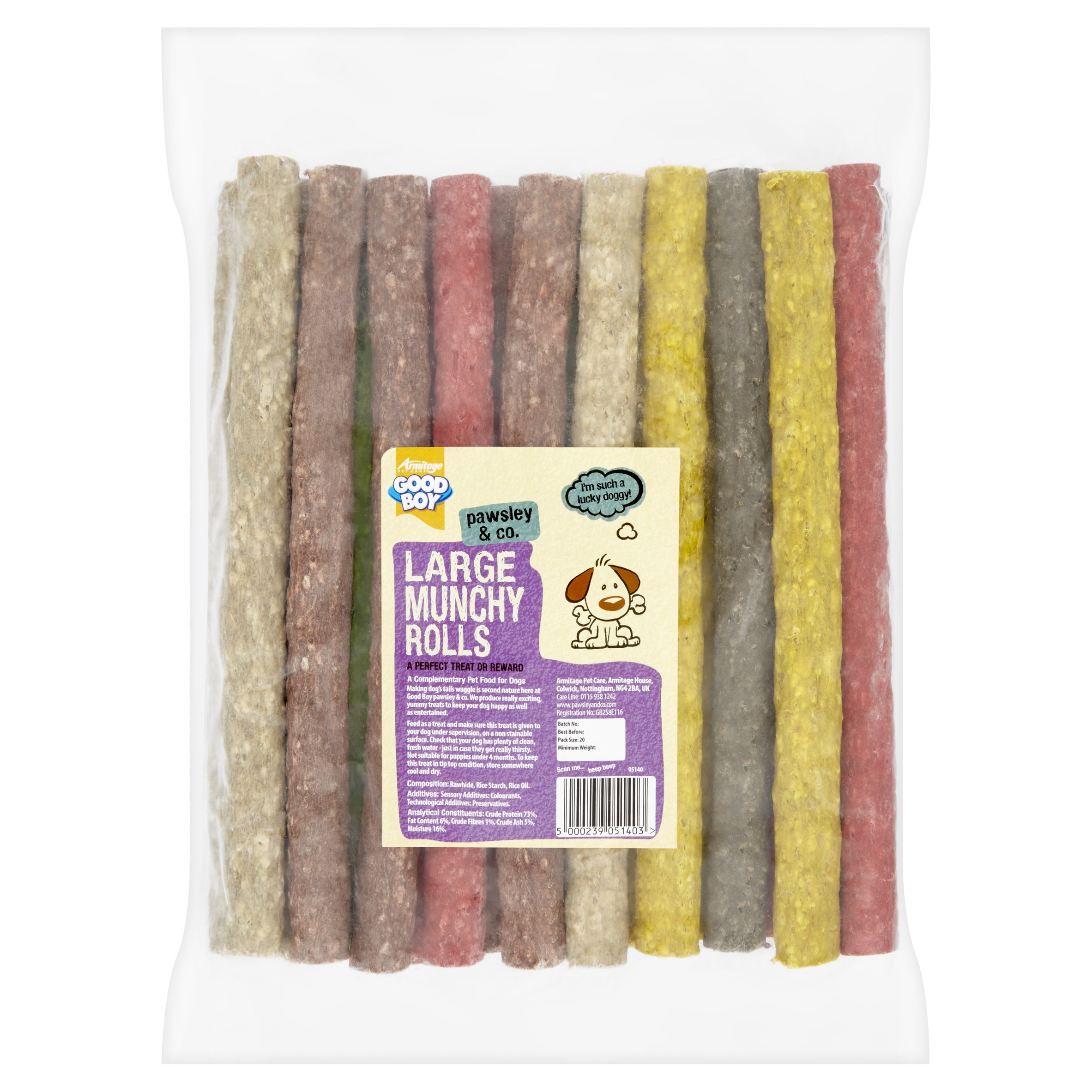 Good Boy Munchy Dog Treat Large Assorted Rolls, 255mm x 20mm, Pack of 20