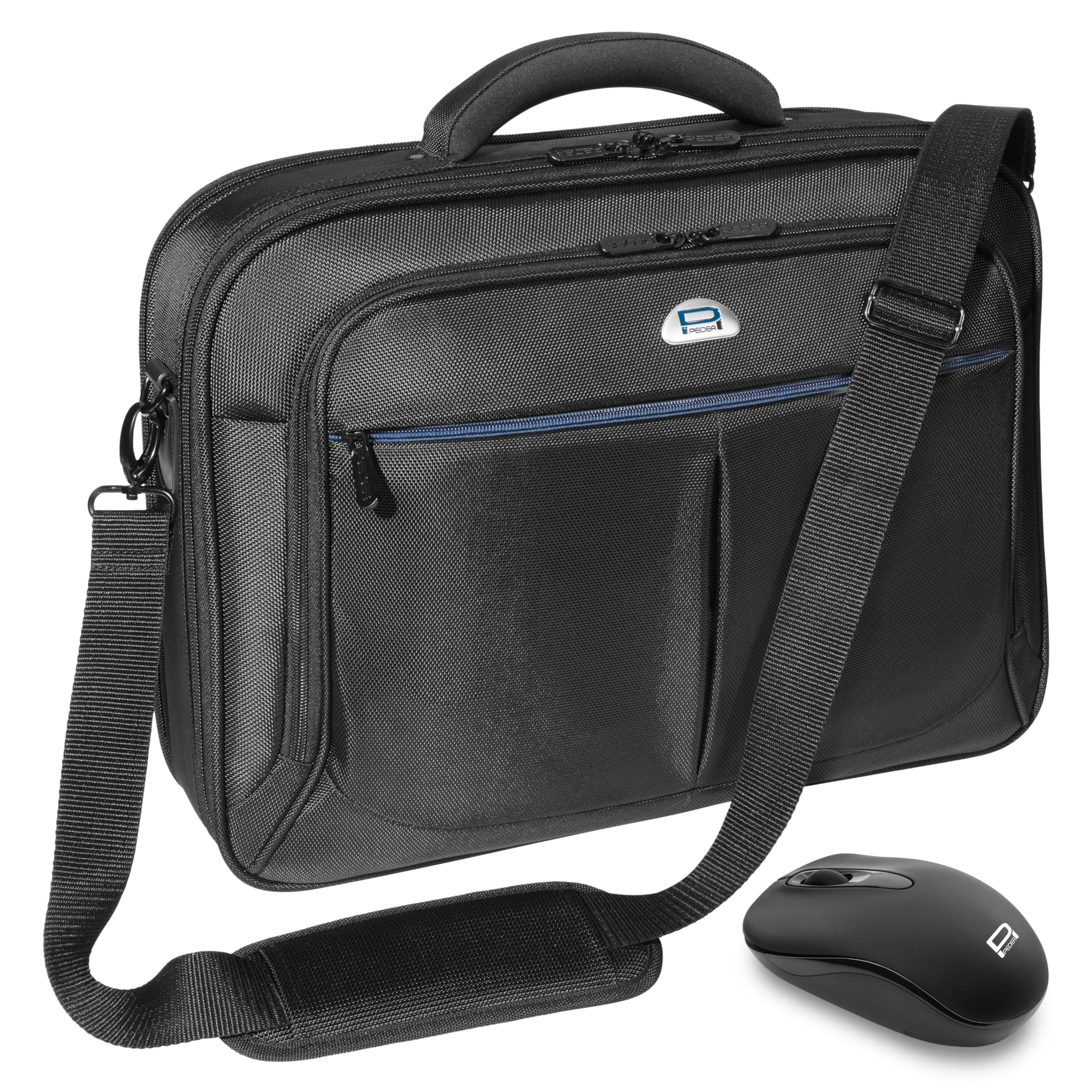 PEDEA laptop bag "Premium" bag for notebooks with screens up to 15.6 inches (39.6 cm); shoulder bag incl. wireless mouse, black