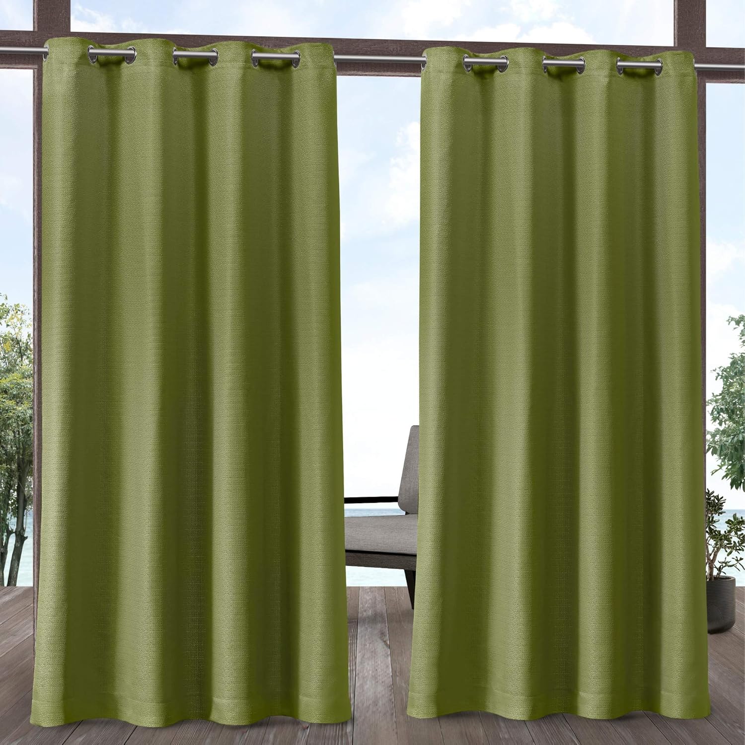Exclusive Home Curtains Aztec Indoor Outdoor Grommet Top Curtain Panel Pair, 54x84, Azure