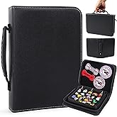 Funcolor Pin Trading Books for Collector: 6-Page Detachable Black Portable PU Leather Enamel Pins Display Album Case for Storage - Handle Travel Pin Folio Bags Holder for Collection