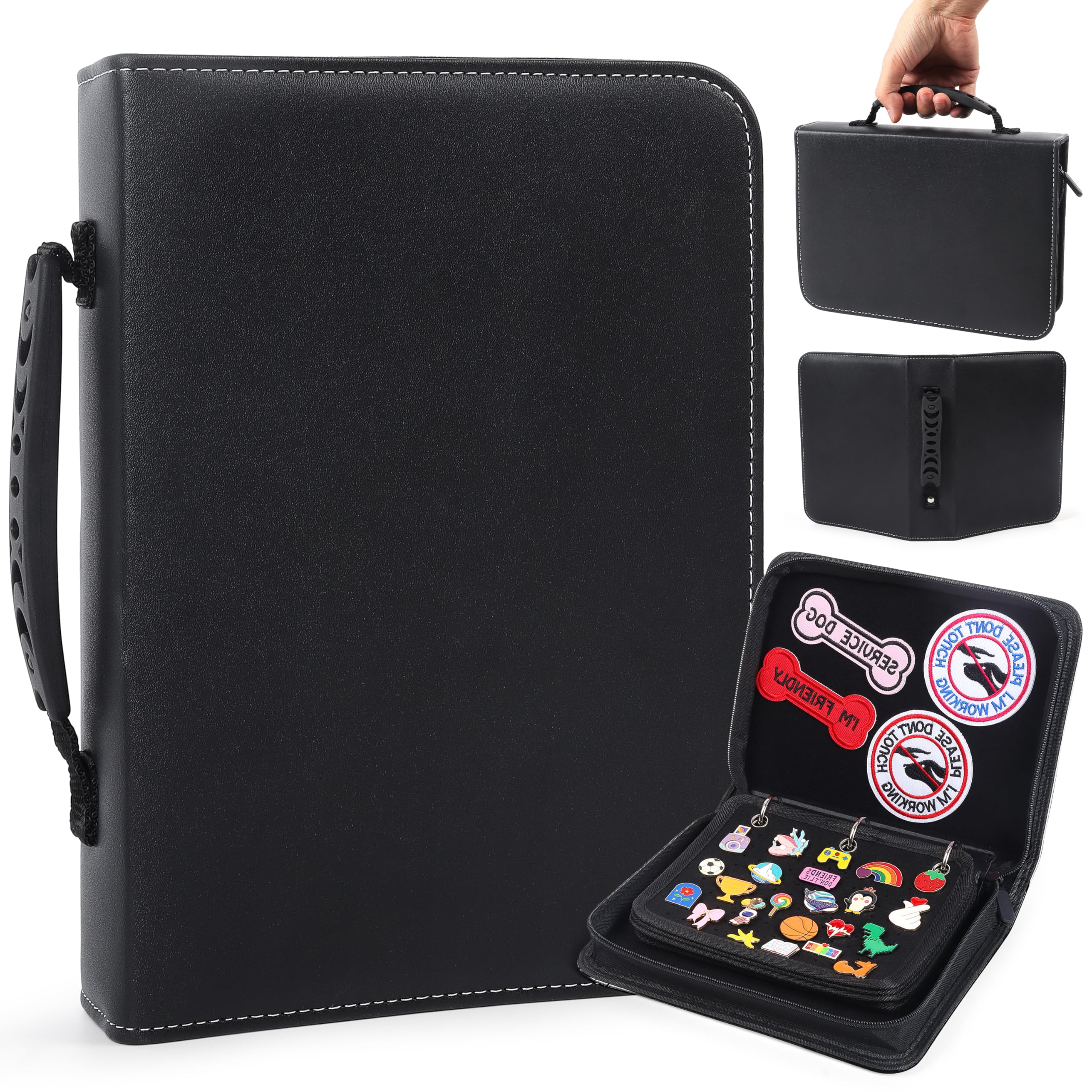Photo 1 of Funcolor Pin Trading Books for Collector: 6-Page Detachable Black Portable PU Leather Enamel Pins Display Album Case for Storage - Handle Travel Pin Folio Bags Holder for Collection
