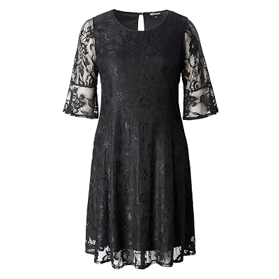 chinese dress ladies CurveWow Lace Keyhole Shift Dress Black – Curvewow main image 1