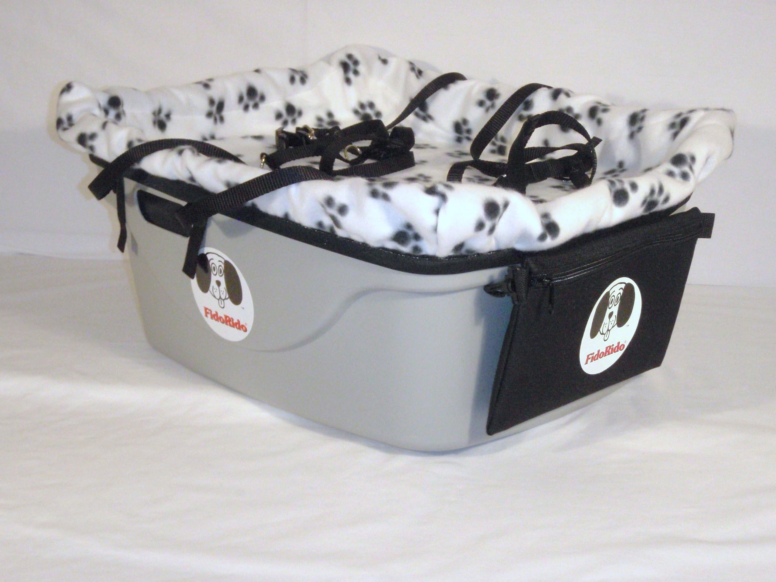 FidoRido 2 Seater Dog Car Seat Finish: Gray, Harness Sizes: Medium and Medium, Lining Color: White
