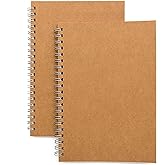 Soft Cover Spiral Notebook Journal 2-Pack, Blank Sketch Book Pad, Wirebound Memo Notepads Diary Notebook Planner with Unlined