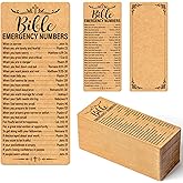 VELATYVIO 120 Pcs Kraft Paper Bible Emergency Numbers Bookmark Christian Verse Tags for Church Welcome Gifts Sunday School Prayer Reading Rewards 2.28 X 5.31inch