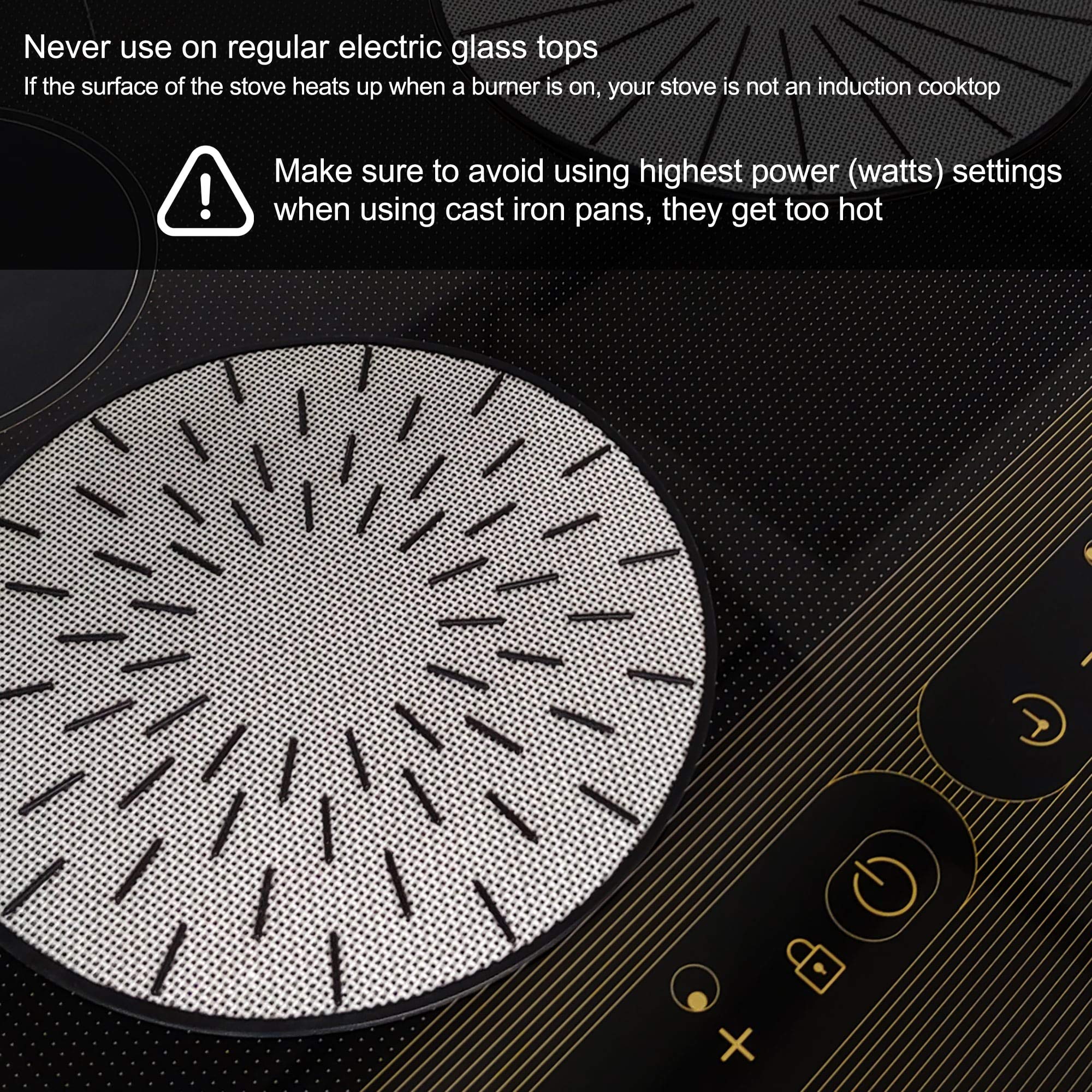 Lazy K Induction Cooktop Mat - Silicone Fiberglass Scratch Protector - for Magnetic Stove - Non Slip Pads to Prevent Pots from Sliding During Cooking (7.8 inches)