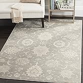 SAFAVIEH Vintage Collection Area Rug - 5'1" x 7'7", Grey & Ivory, Floral Distressed Design, Non-Shedding & Easy Care, Ideal f