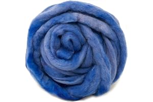 LIVING DREAMS YARN Wool Roving Hand Dyed. Super Soft BFL Combed Top Pre-Drafted for Easy Hand Spinning. Artisanal Craft Fiber ideal for Felting, Weaving, Wall Hangings and Embellishments. 1 Ounce. Copenhagen Blue