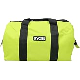 Ryobi Green Wide Mouth Collapsible Genuine OEM Contractor&rsquo;s Bag w/ Full Top Single Zipper Action and Cross X Stitching
