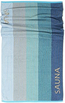 Lashuma Saunatuch Helsinki | Blau - Türkis | Liegetuch für die Sauna | XXL Badetuch | 100% Baumwolle | 85 x 200 cm