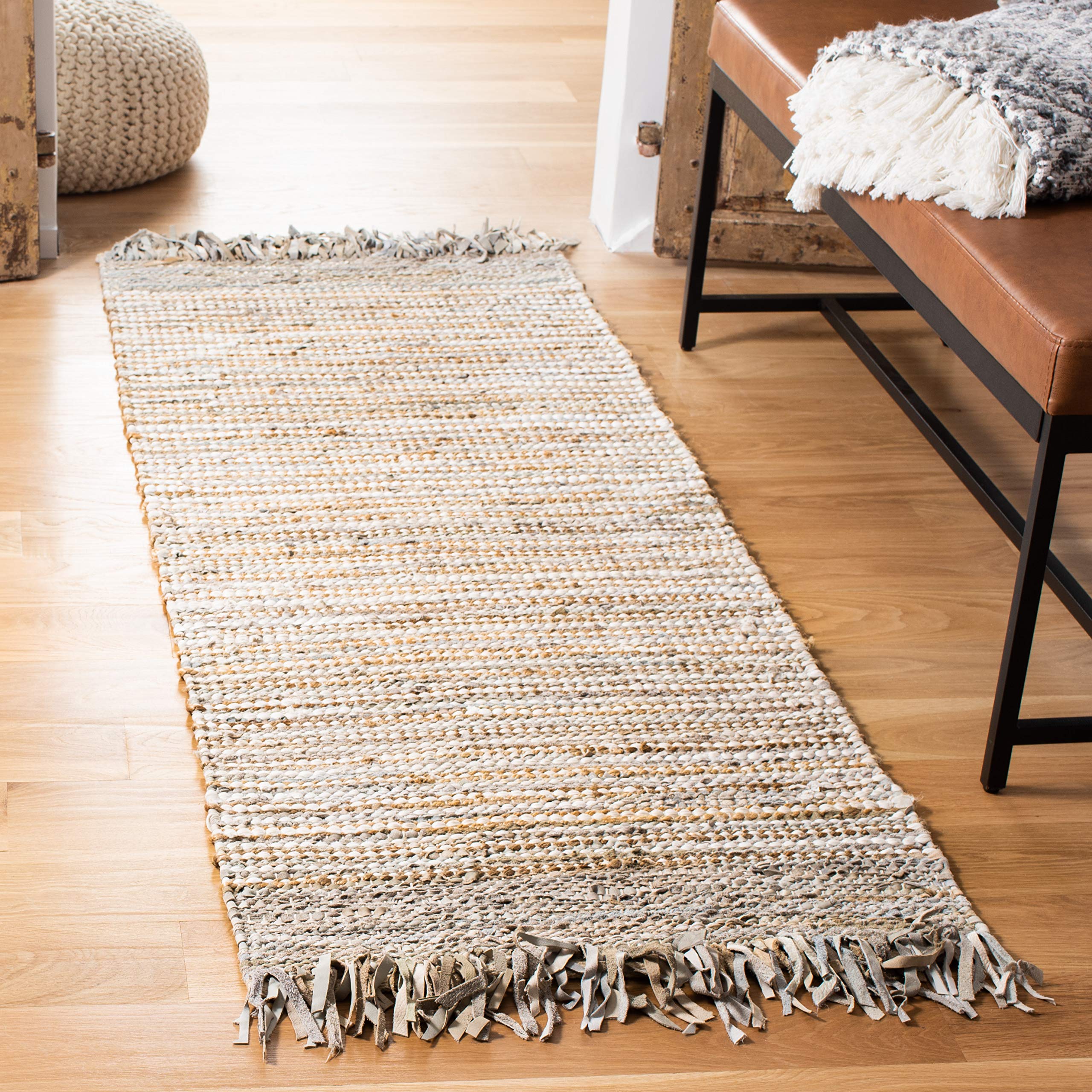 Photo 1 of ****STOCK PHOTO REFERENCE ONLY***SAFAVIEH Vintage Leather Collection Runner Rug - 2'3" x 6', Beige & Multi, Handmade Boho Fringe Leather, Ideal for High Traffic Areas in Living Room, Bedroom (VTL373B)