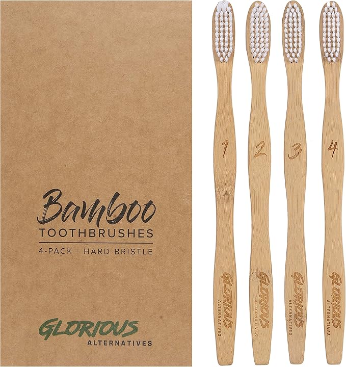 Glorious Toothbrushes Dentist Approved Bamboo Toothbrushes 4 Pack