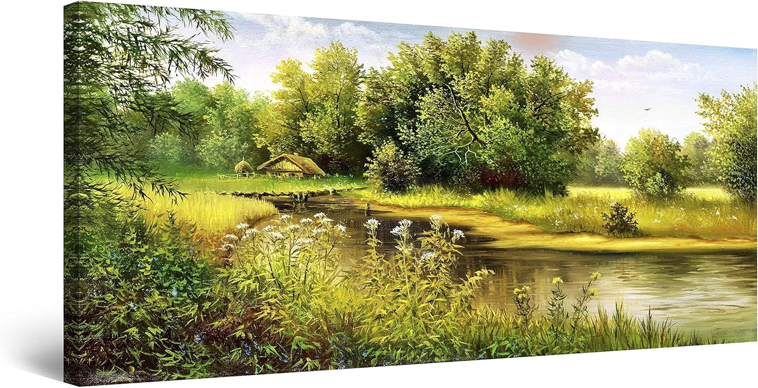 Startonight Canvas Wall Art Country Landscape Lake, Nature Framed Wall