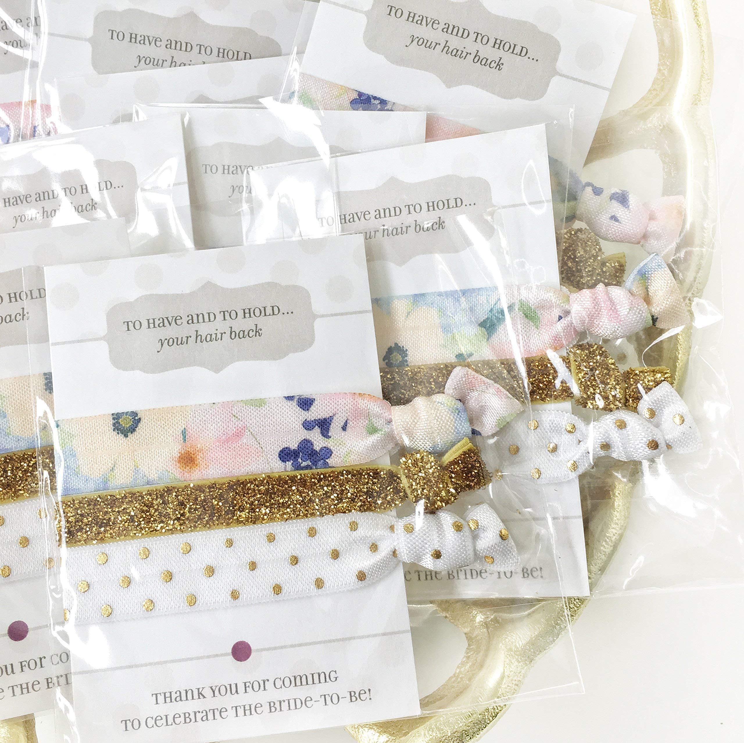 Floral Bridal Shower Favors for Guests, Hair Ties Bracelets, Bachelorette Party Decorations and Supplies (5 Pack)