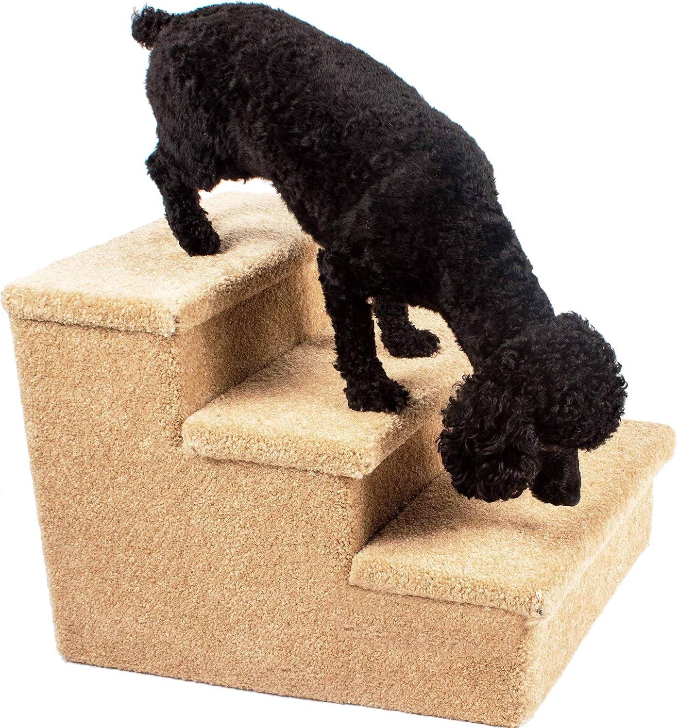 Penn-Plax 3 Step Carpeted Pet Stairs for Both Cats and Dogs Holds Up to 150 LBS 12.75 Inches High, Beige : Pet Supplies