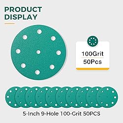 S SATC 5 Inch 9 Holes Sanding Discs 100 Grit Sand