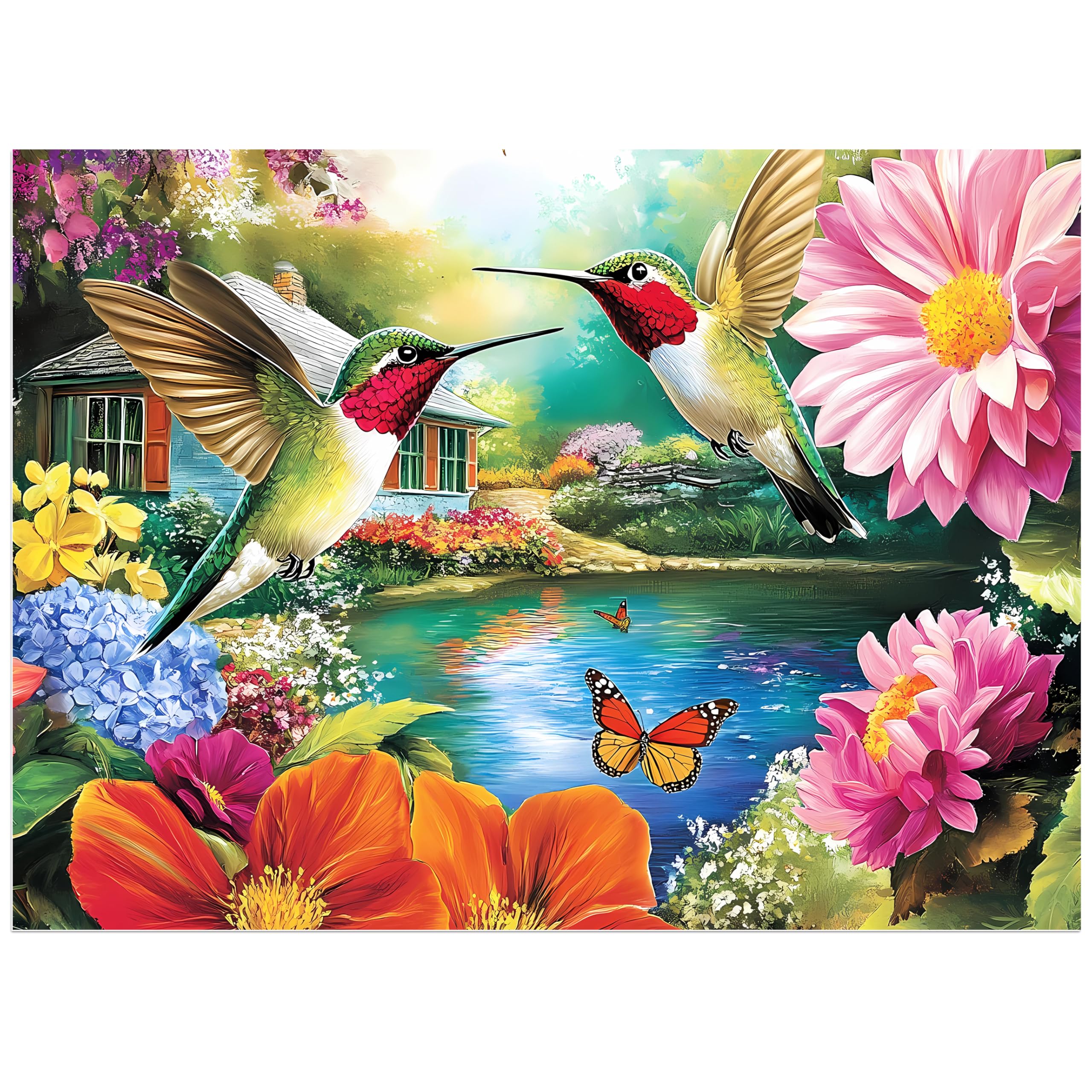 500 Pieces Puzzles for Adults Puzzle Hummingbird Flower Jigsaw Puzzles 500 Piece for Seniors, Letters on Back Challenging Toys Great Gift for Family Friends 20.5 x 15 in