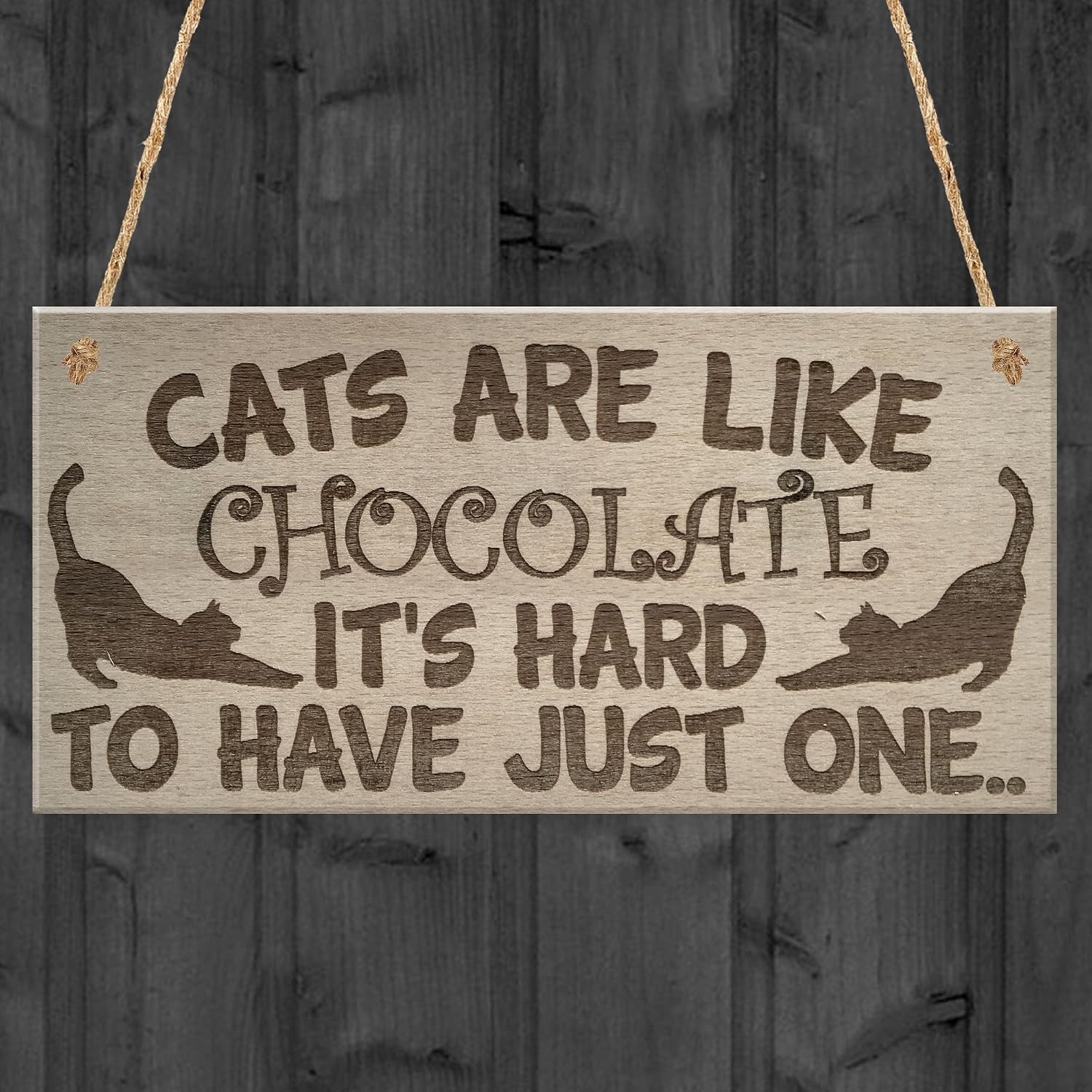 Red Ocean Cats Are Like Chocolate Funny Pet Diet Gift Wood Hanging Plaque Friendship Sign Cat Lovers, brown
