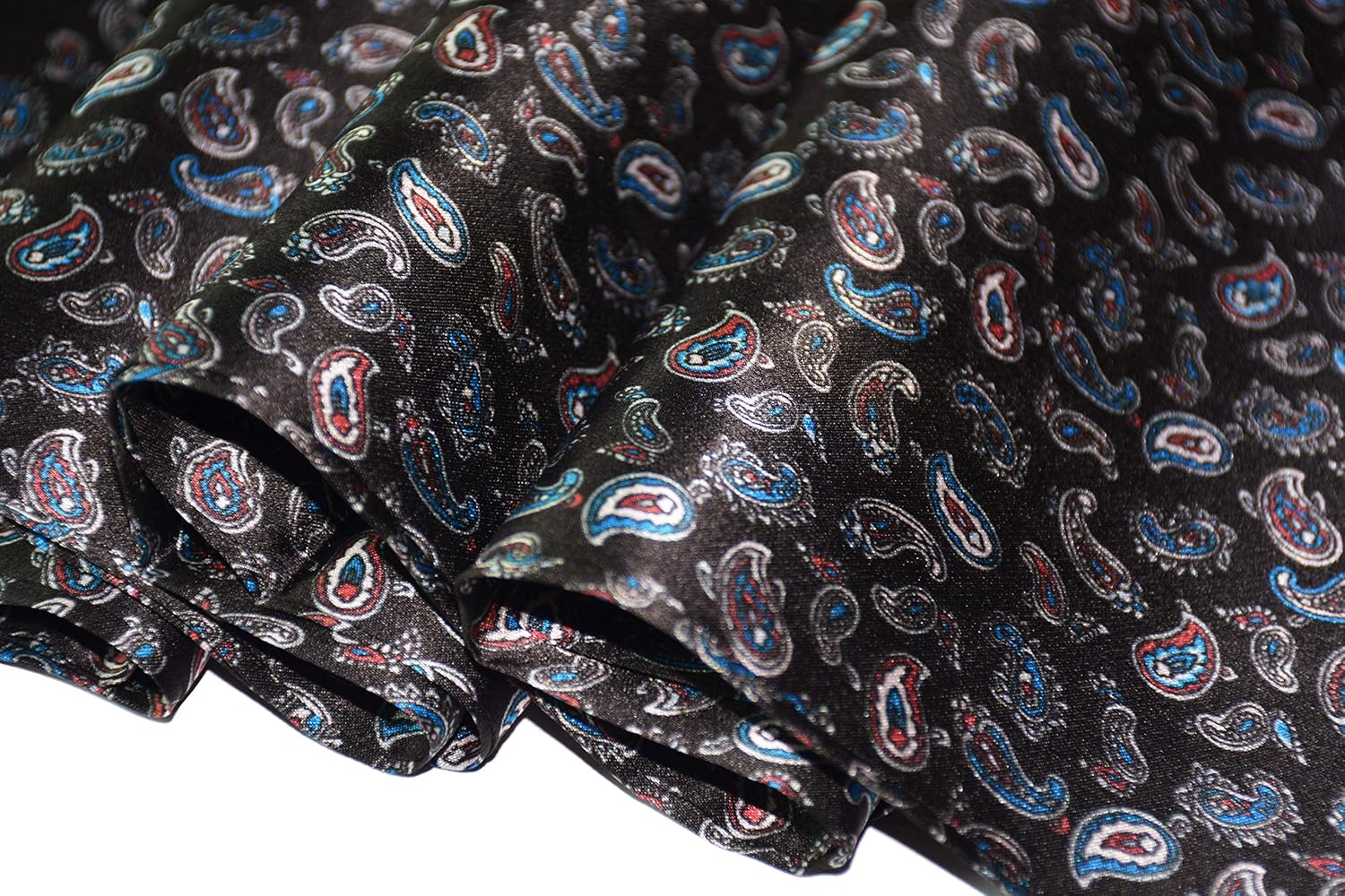 Ellettee, 63" x 11" Man's 100 Pure silk scarf wrap Accessory gift (Paisley BlackBlue) at  Women’s Clothing store