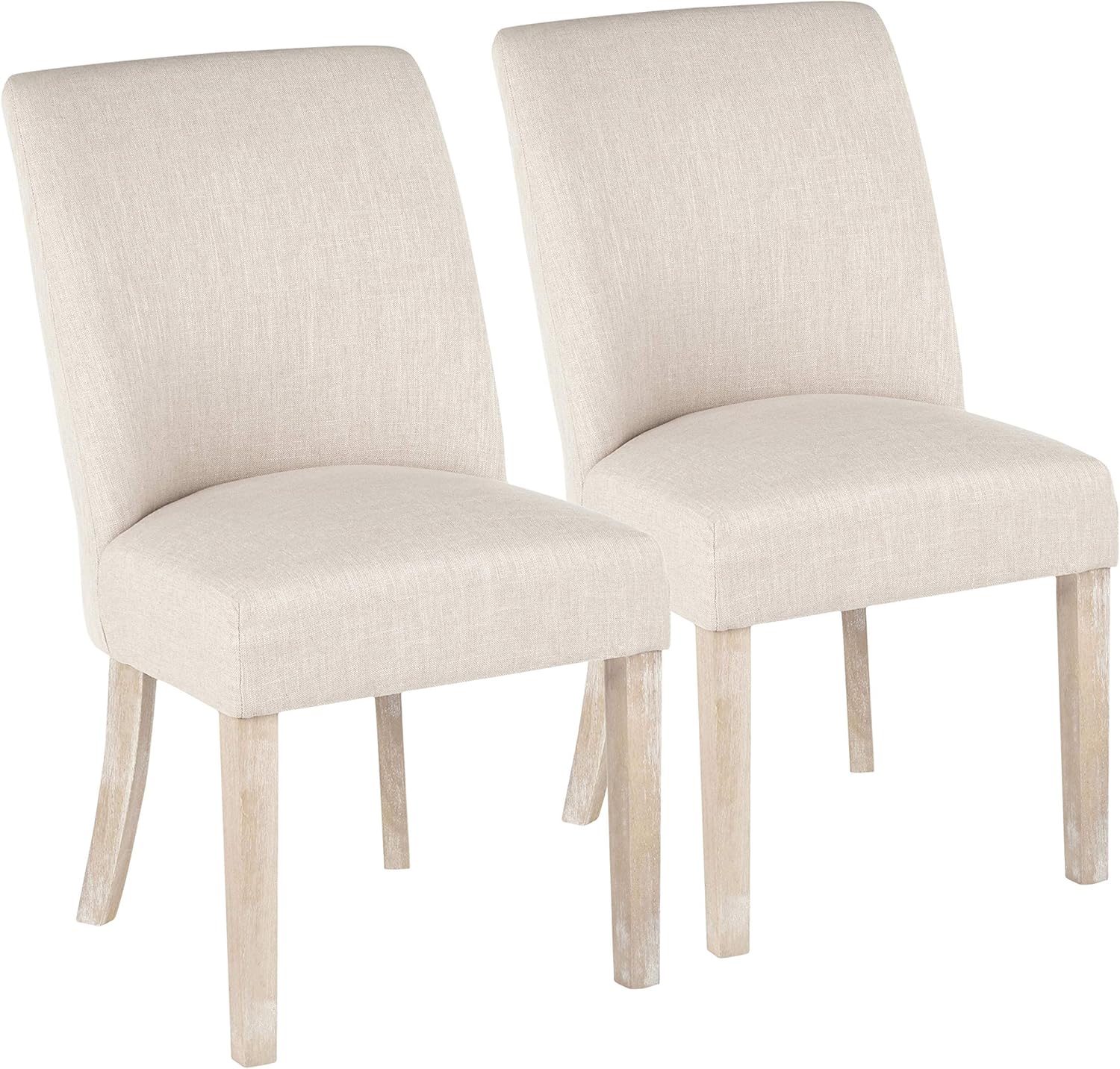 LumiSource Dining Chair in White and Beige - Set of 2