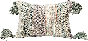 Creative Co-Op Cotton Woven Lumbar Tassels, Multi Color Pillow
