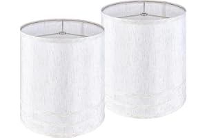 JERHOUS Tall Drum Lamp Shades Set of 2 Light Beige Tree Bark Textured linen Lamp shade 10``Top x 10``Bottom x 11.8``High(Spider) Medium Modern lampshade for Table & Bedside Lamp - Shade Replacement