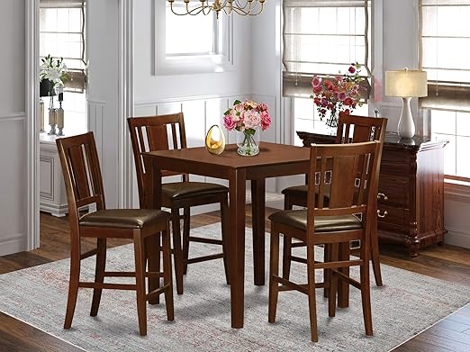 Amazon Com 5 Pc Pub Table Set Counter Height Table And 4 Stools Table Chair Sets