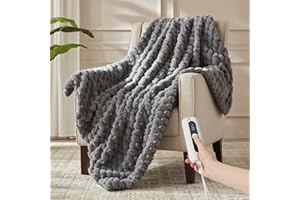ACCU-WARMTH Heated Throw Blanket - Fast Heating 3D Jacquard Electric Heated Blanket, Cozy Heating Blanket with 6 Heating Settings & 4 Hours Auto-Off, Machine Washable, 50"x60", London Grey