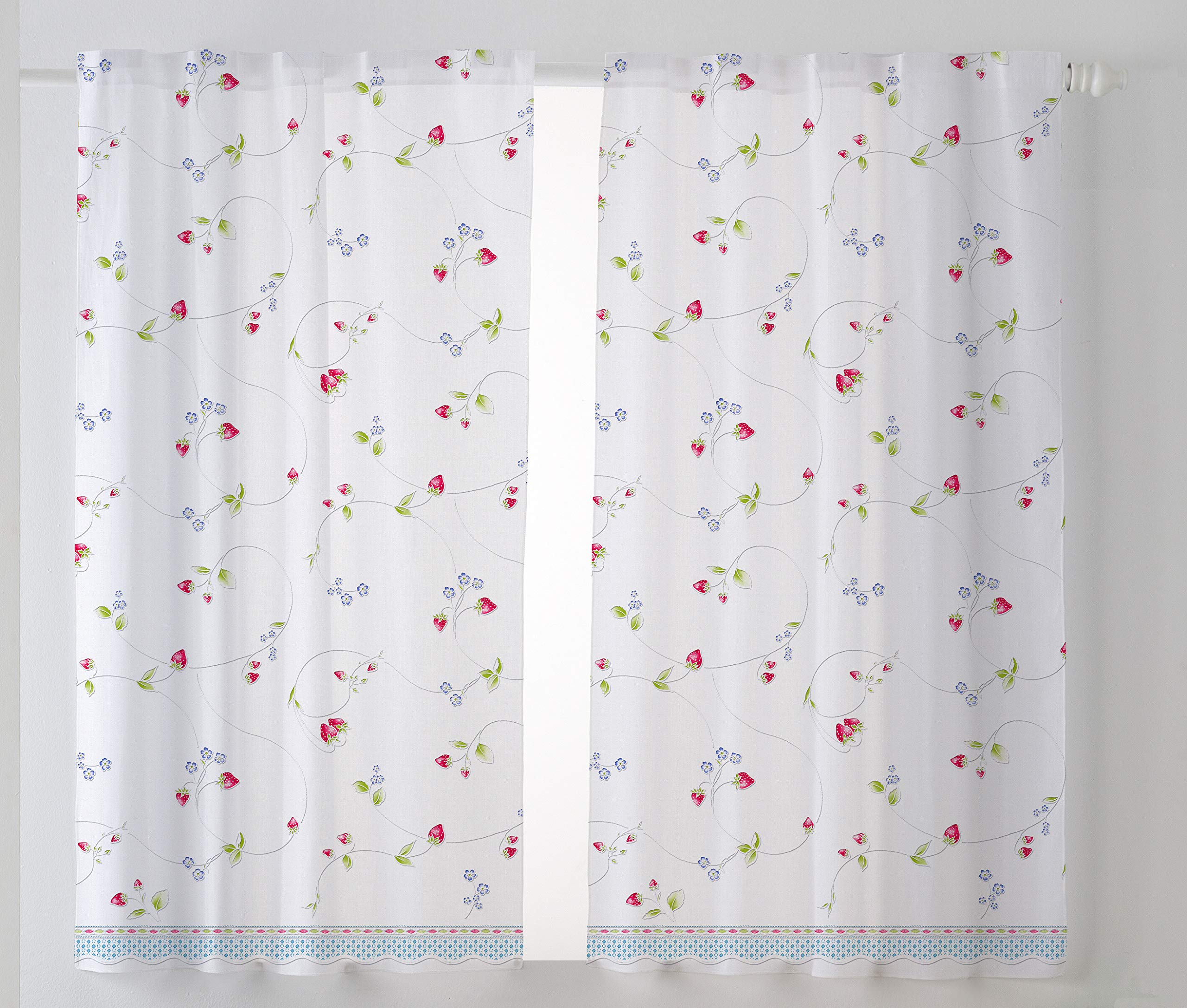 Cardenal Textile Fresón Kitchen Curtain, Blue, Pack of 2, 100 x 140 cm