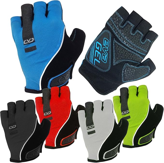CVC EvaGel Padded Fingerless Cycle Gloves Short Finger Mitts with AntiSlip Grip for MTB and