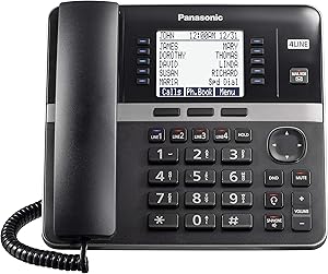 Panasonic DECT 6.0 Plus 4-Line Telephone System for Small and Medium Business, Corded Base Station (Main Console), Expandable up to 10 wirelessly, 6-Way Conferencing - KX-TGW420B (Black)