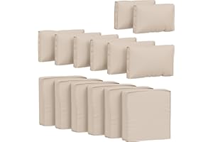 PAKUNODA 14 Pcs Outdoor Cushion Covers Patio Cushion Slipcovers Replacement Splash Proof with Zipper for Outdoor Furniture, Patio Sofa Couch 3 Sizes, Covers Only
