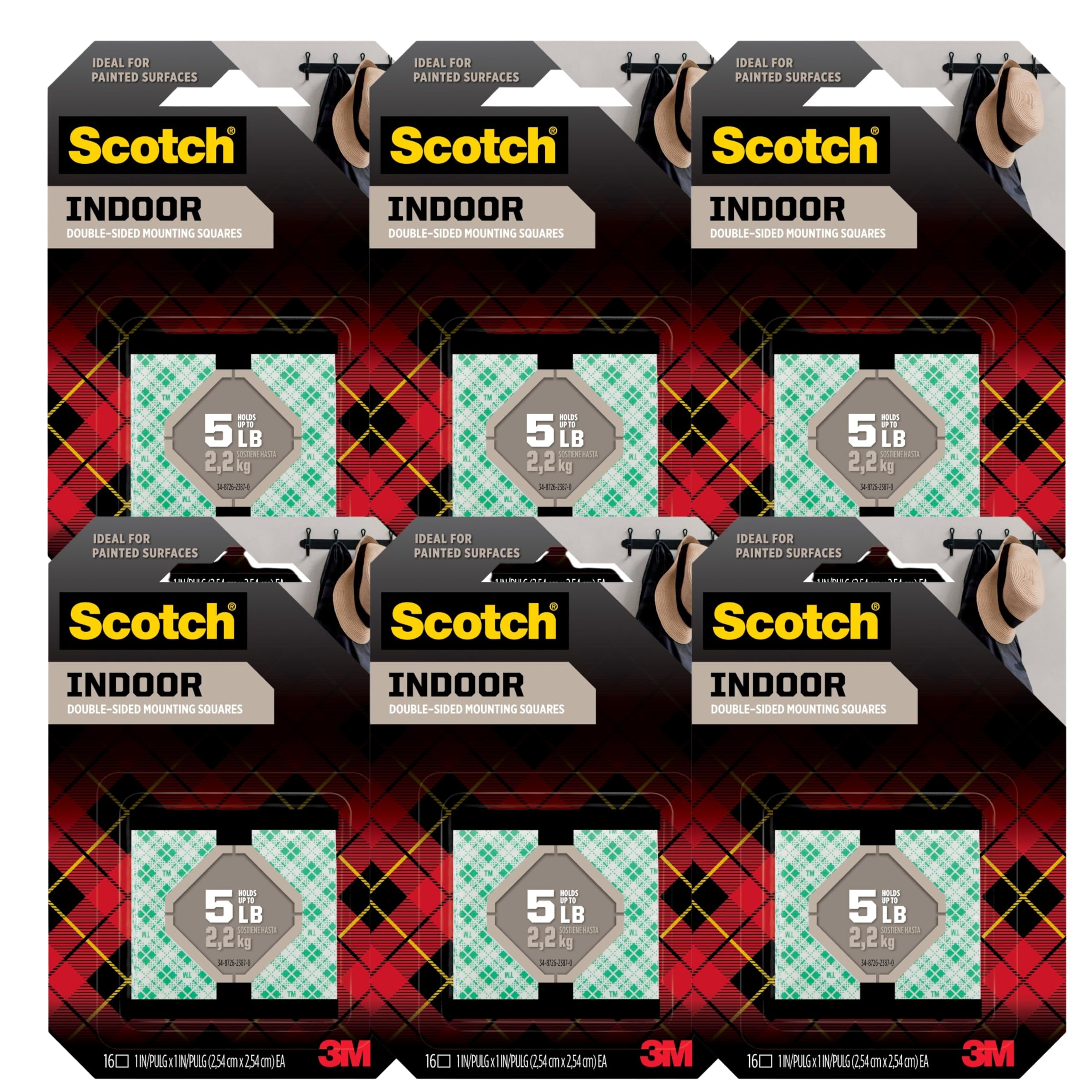 Scotch® - Precut Foam Mounting 1 Squares, Double-Sided, Removable, 16 Squares/Pack - Precut, double-sided mounting tabs- by 3M
