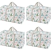 VENO 4 Pack Heavy Duty Moving Bags, Extra Large Storage Bags with Reinforced Handles & Strong Zippers, Foldable & Reusable Moving Box Alternative for Clothes & Dorm Storage