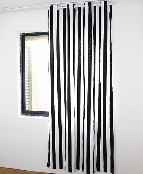 Black And White Canvas Striped Curtains For Living Room Bedroom