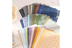 Aromoty 50Pcs Handmade Scrapbook Paper Craft Textured Paper Morandi A6 sheet Mesh Fabric Mulberry Special Paper Mix for Scrapbooking Junk Journal Journaling Supplies DIY Materials, 4.2x5.8 inches