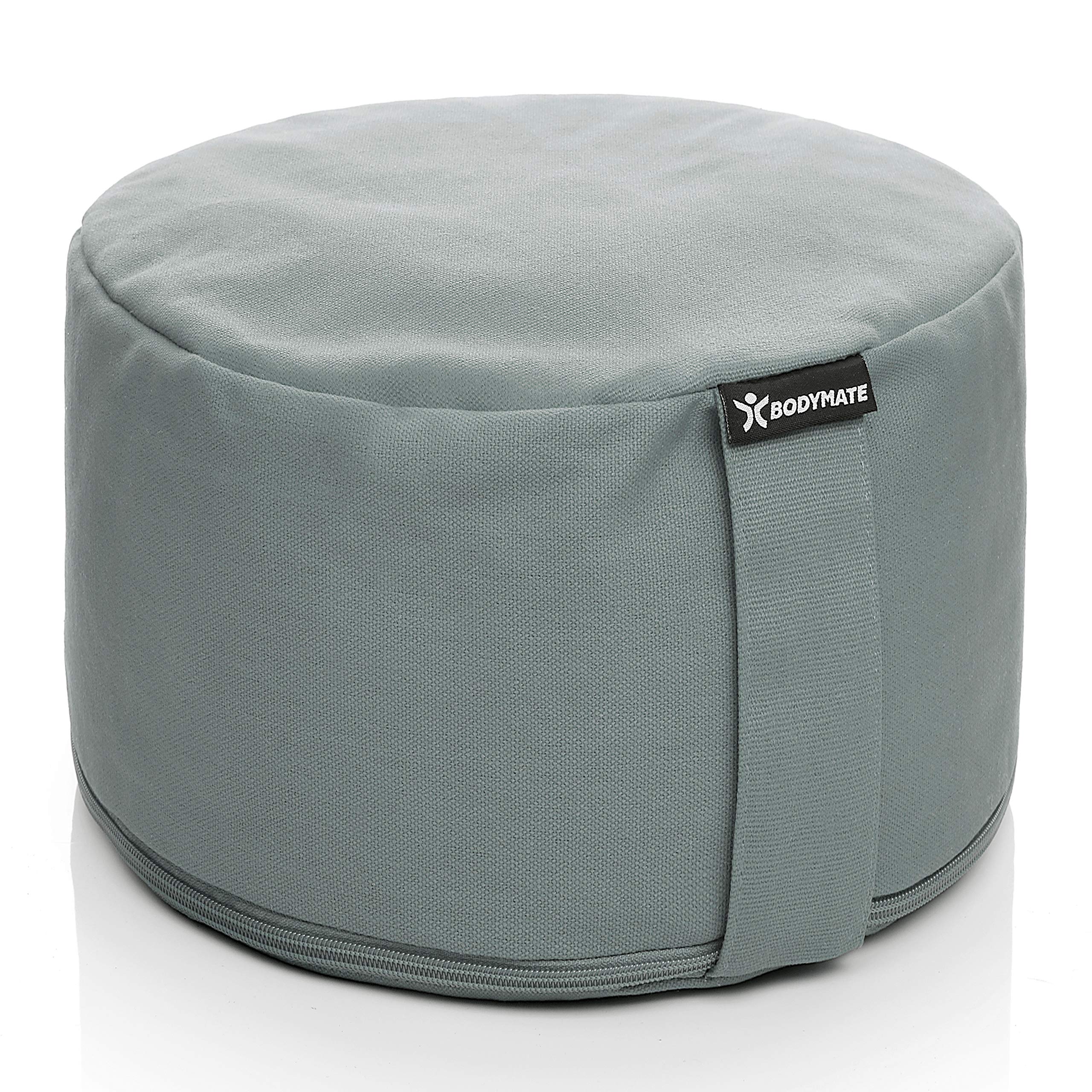 BODYMATE Extra high Meditation Cushion/Yoga Pillow Diameter 31cm Height 20cm – Removable washable 100% Cotton Cover - Inner cotton bag filled with buckwheat husks