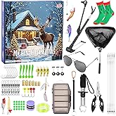 Fishing Advent Calendar 2025 for Adult Men & Teen Boys - All-in-One Tackle Box Kit with 100m Line, Lure Pliers, Net | 24-Day Xmas Gift for Dad, Husband, Fisherman