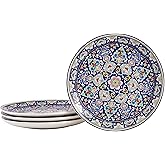 Bico Mandala Kaleidoscope Salad Plates Set of 4, 8.75 Inch Ceramic Dessert Plates for Salad, Appetizer, Side Dishes, Microwave and Dishwasher Safe, Gift for Housewarming and Thanksgiving