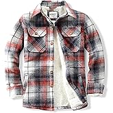 WINDFIT Men's Cotton Sherpa Lined Button Down Flannel Shirt Jacket Plaid Soft Outdoor Flannel Jacket Shirt